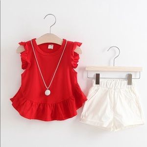 Sleeveless Ruffle Shirt & Short Set